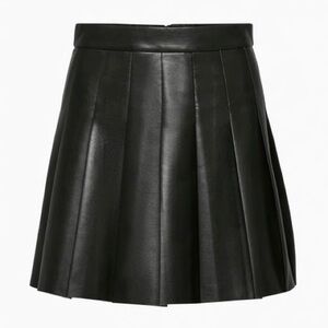 aritzia sunday best olive black leather mini 15” skirt